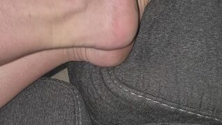 Toe wiggles on the couch