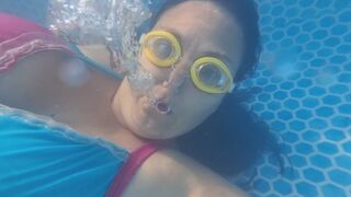 Underwater, goggles, bubble rings and more bubbles