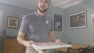 Solo Roleplay as a Domino's Delivery Person, with Striptease and Naked Jerkoff and Cumshot