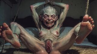 Sexy Alien Girl in Bondage - Legs Spread Wide & Extremely Horny