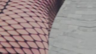 Shemale erection in fishnet