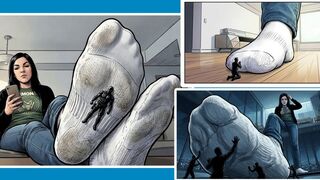 Unaware Giantess Roommate Crushes You Under Her White Socks While Scrolling On Phone