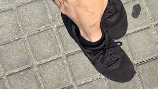 Tempest showing off the veins in her legs