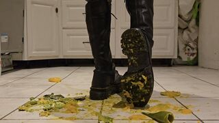 Princess crush oranges, avocado in her Dr Martens Audrick 20 eyes boots