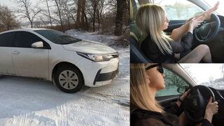 Katya can't drive up the snowy hill