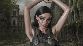 sexy hairy armpit combat girl shows us her smelly sweaty pits