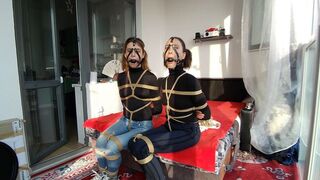 Sofi and Sally_Bondage in jeans and black sweatshirts with jute ropes_Ordro_Part 2