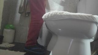 In the bathroom at home