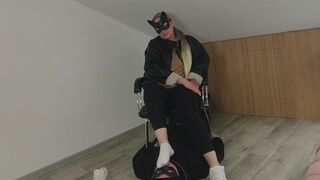 Slave smothered by my white socks and feet!