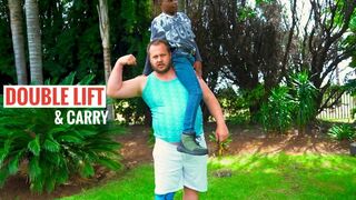 Two Giants Hoist & Carry The Small Guy