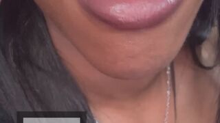 JUICY EBONY LIPS WITH LIPSTICK BLOWING KISSES