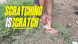 A man scratching his feet due to severe itching (6)