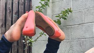 Coral Ballet Flats Dangle