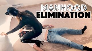 Manhood Elimination: Femdom Goddess Lord Goddess Maria cosplays as sexy catwoman and annihilates loser beta male in hardcore CBT and ballbusting clip