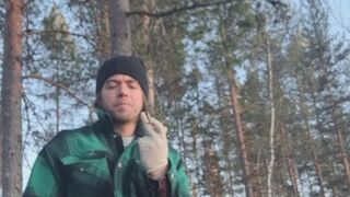 Smoking latex gloves in nature
