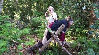 Viking Queen Punishment - Mistress Iceni, Jamie Fenrir, spanking, belt, punishment, outdoors, wmv
