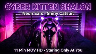 Shalon Cyber Kitten: Neon Ears, Shiny Catsuit & Intimate Gas Mask Pleasure (11 Min MOV HD)
