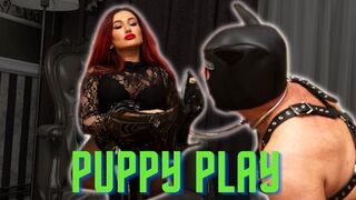 Puppy Training, Mistress Amanda controls her obedient puppy