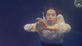 Tied up Thrown into the Pool with Underwater Shooting