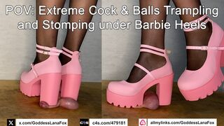 POV: Extreme Cock & Balls Trampling and Stomping under Barbie Heels
