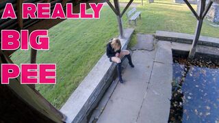 Big pee puddle in public place