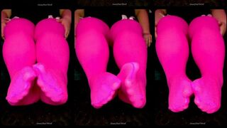 All Footjob Motions 1min clip BBW in Pink Thigh High Nylon Stockings SweetFootWork POV Foot Worship – Cum Give My Big Size 11W Feet All Your Attention and Enjoy My Big Strong Legs and Feet in Pretty Pink Thigh Highs – No Talking