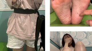 Gorgeous Japanese Girl Wails as Super Sensitive Size 9 Soles are Tickled; 6 Minutes 5 Seconds