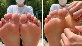 Prim and Proper Japanese Beauty Gets Sensitive Size 9 Soles Tickled; 3 Minutes 4 Seconds