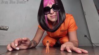 Sexy Giantess Big ass Prisoner has a Tiny prisoner as Foot and Ass Slave until VORE