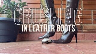 crushing toy in leather boots