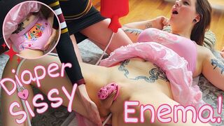Desperate Diaper Sissy's Humiliating Enema Messing