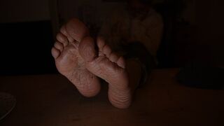 Lady Tiffany ignores you with her extremely wrinkled, calloused soles