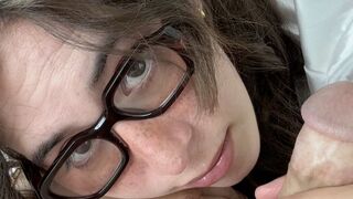POV Deepthroat & Cum Swallow - Sweet Trans Femboy Wakes Up Daddy With Blowjob