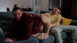 Hot Milf fucked by her stepson while wearing fur