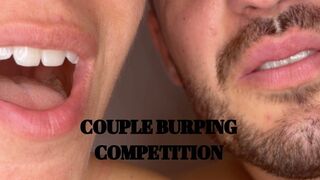 Couple extreme close up burping competition - Mr and Mrs C