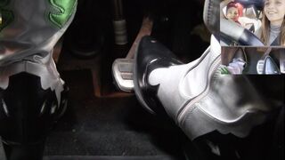 COWBOY BOOTS PEDAL PUMP! Lady Scorpion & Lady Sara: Intense POV Driving & Revving