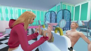 BARBIE WORLD — Public TICKLE torment for the Men Tied Up at the Bowling Alley