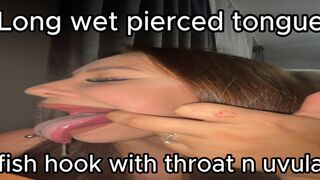 Long white pierced tongue fish hook with throat and uvula