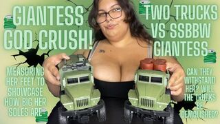 Giantess God CRUSH Two Trucks with FEET