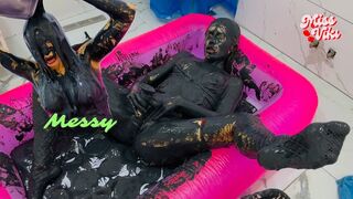 Very Messy Pool! Hot Masturbation Covered! with Dildo!