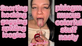 Snorting hocking spitting nasty loogies mucus and phlegm right from sick sinuses
