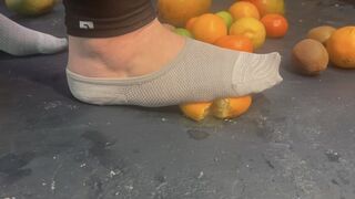 Part 2 – No Mercy Fruit Crushing In Grey Socks Ultimate ASMR Splatter
