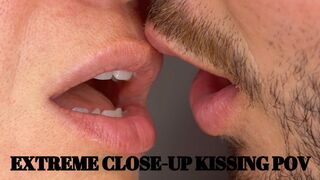 Extreme close-up kissing POV - Mr and Mrs C