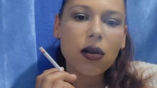 Two Slim Cigarettes Back-to-Back with a Drink, Slow Smoking Break