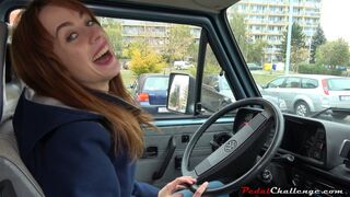 Sexy Redhead Karolina’s First Time Pedal Pumping in an Old VW T25 Van (FULLHD resolution)