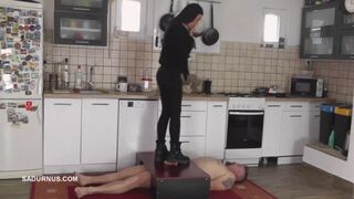 Mistress Natasa's smoke break at the slave's happy finish B mp4
