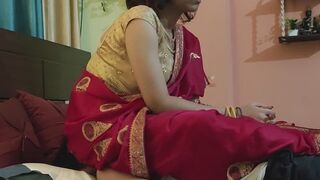 Indian Wife in Red Saree – Full Weight Reverse & Forward Facesitting