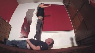 Sophie Trampling In Her Thigh High Boots & Black Mini Dress FLOOR CAM (4K)
