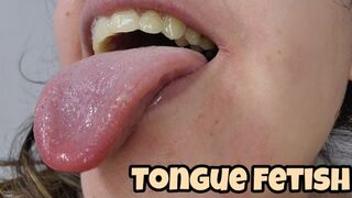 Long Tongue Fetish - Extreme Close Up Tongue Moving & Playing