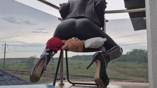 Leather Boot Goddess Dominates 3 Plushies Outdoors | Chair Facesitting & Mean Farts